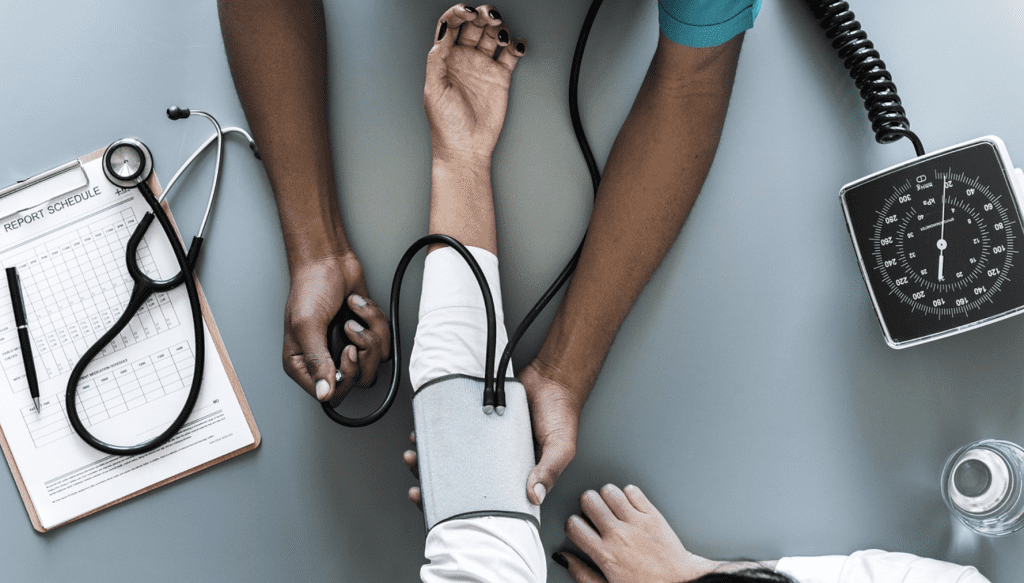 checking blood pressure